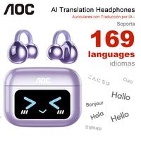 AOC ACD3521 Clip-On Ear Headphones with Real-Time Translation in 169 Languages, Audio-Visual Future Touch Screen, Wireless He...