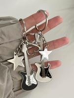 Guitar & Star & Heart Design Keychain, Fashionable Keychain for Men, Trendy All-match & Exquisite Keychain for Birthday Gift,...
