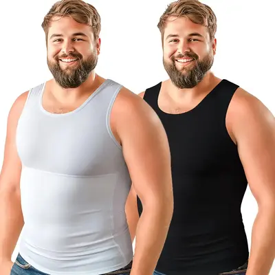 Compression Shirt for Men | Gynecomastia Compression Tank Top Men | Mens Shapewear Compression Shirts Workout Gym Clothing Wo...
