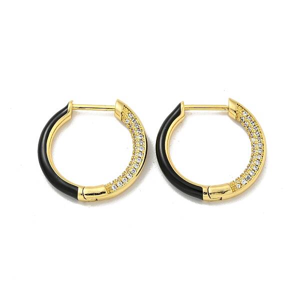 Brass Micro Pave Cubic Zirconia Hoop Earring