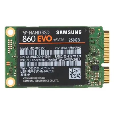 MZ-M6E250BW-B2 Samsung 860 EVO Series 250GB mSATA 6GB/s SATA 512MB Cache V-NAND 3bit MLC Solid State Drive