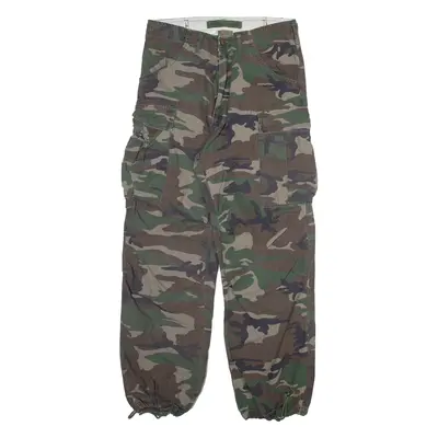 FOSTEX GARMENTS INC Camo Cargo Mens Trousers Green Relaxed Straight W30 L30