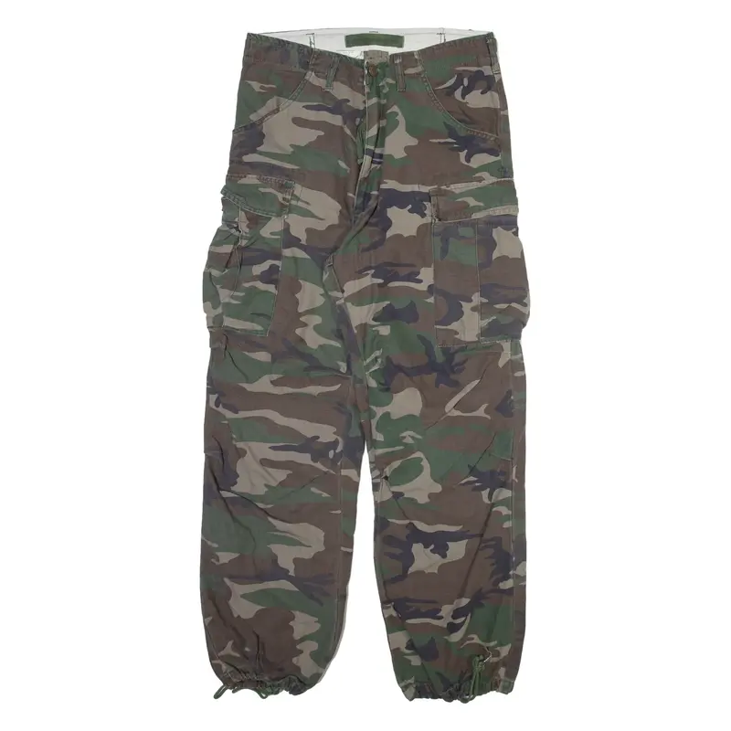 FOSTEX GARMENTS INC Camo Cargo Mens Trousers Green Relaxed Straight W30 L30