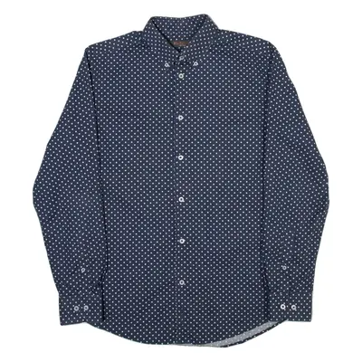 BEN SHERMAN Mens Plain Shirt Blue Polka Dot Long Sleeve M