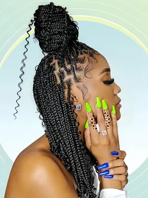 16 Inch Black Long Wavy Braided Lace Wigs for Women, Gorgeous Fluffy Wigs with Baby Hair Bangs, Synthetic Braided Full Lace W...