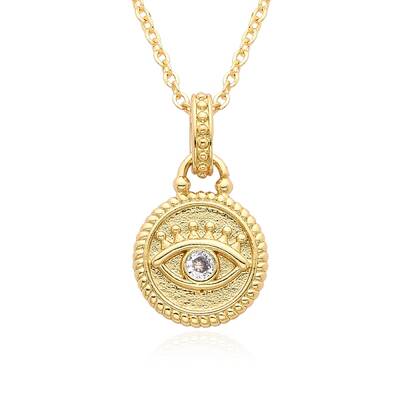 Brass Micro Pave Clear Cubic Zirconia Pendants Necklaces for Women