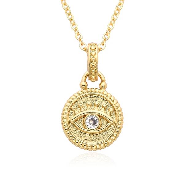 Brass Micro Pave Clear Cubic Zirconia Pendants Necklaces for Women