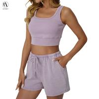 AUTOMET Fade Craft Casual Acid Wash Set Womes 2 Peices Outfits Tank Top Spring Basic Shorts Y2K Comfortable Set -No Bleach or...