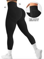 Women's Solid High Waist Sports Leggings, High Stretch Seamless Yoga Leggings, Ladies Sportswear for Gym Workout Running, Wom...
