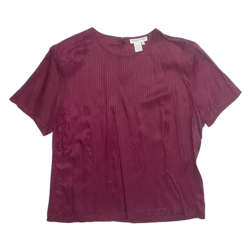 NANCY CRYSTAL Womens Shirt Red Silk Striped M