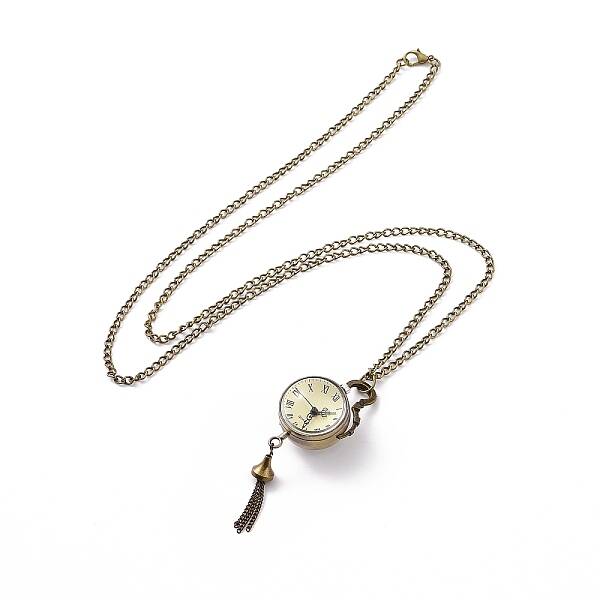 Alloy Round Pendant Necklace Quartz Pocket Watch