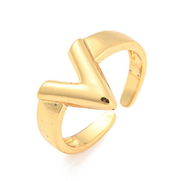 Hollow V-Shaped Brass Open Cuff Rings