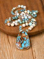 Boho Style Stone Beaded Necklace, 2024 New Style Fashion Jewelry for Party, Daily Clothing Decor, Trendy All-match & Exquisit...