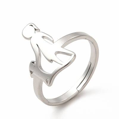 Non-Tarnish 304 Stainless Steel Mother and Daughter Adjustable Ring for Mother's Day