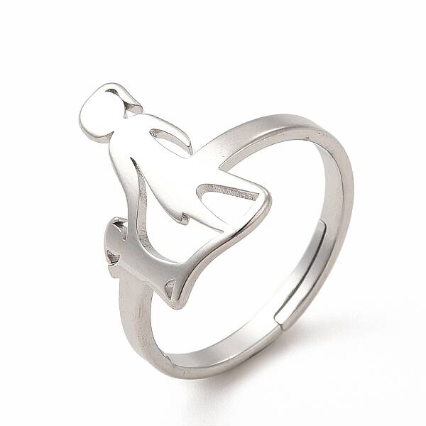 Non-Tarnish 304 Stainless Steel Mother and Daughter Adjustable Ring for Mother's Day