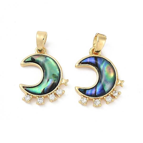 Natural Paua Shell Moon Pendants