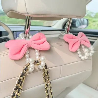 Car Seat Back Hook, Cute Bowknot Design Car Seat Back Hanger, Multifunctional Car Interior Accessories for Women & Girls