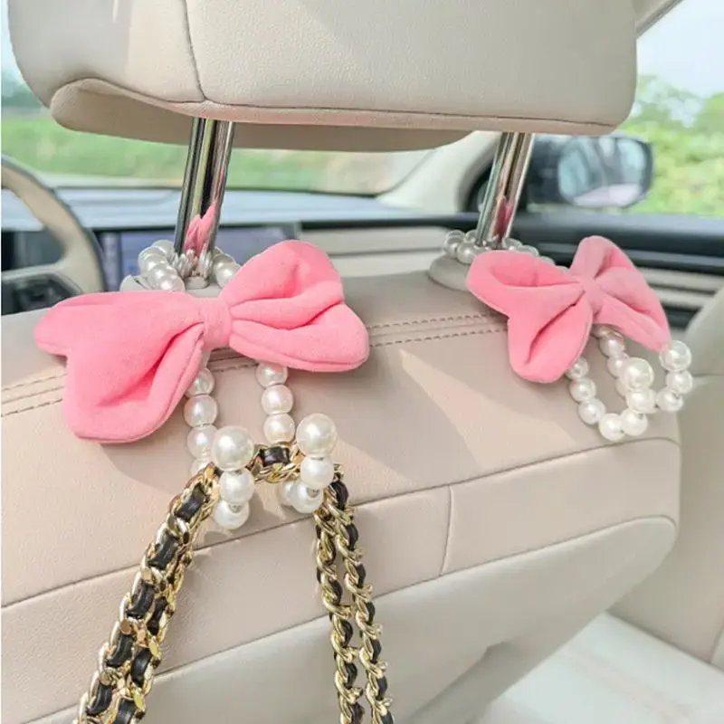 Car Seat Back Hook, Cute Bowknot Design Car Seat Back Hanger, Multifunctional Car Interior Accessories for Women & Girls