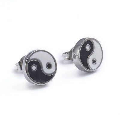 Feng Shui 304 Stainless Steel Stud Earrings