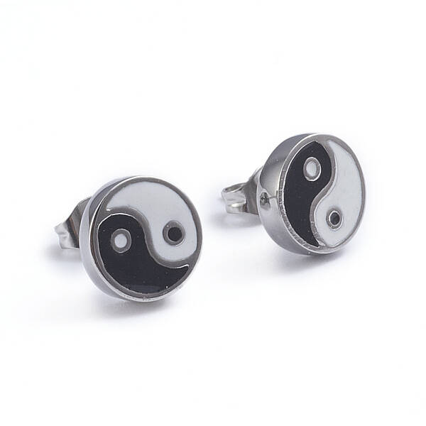 Feng Shui 304 Stainless Steel Stud Earrings
