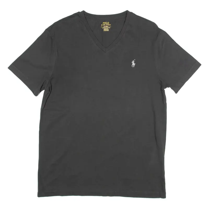 POLO RALPH LAUREN Custom Slim Fit Mens T-Shirt Black V-Neck M
