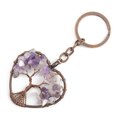 Natural Amethyst Pendant Keychains