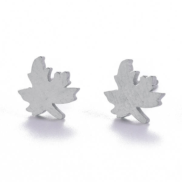 Tarnish Resistant Autumn Theme Unisex 304 Stainless Steel Stud Earrings