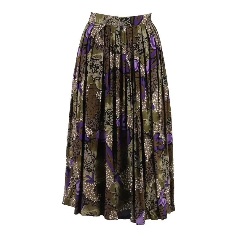 HERMANN LANGE COLLECTION Womens Pleated Skirt Brown Knee Length Viscose M