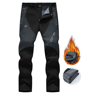 GOPUNE Men's Waterproof Pants Insulated Cold weather Hiking Winter Snow Ski Softshell Outdoor Pants Zipper Pockets Climbing T...