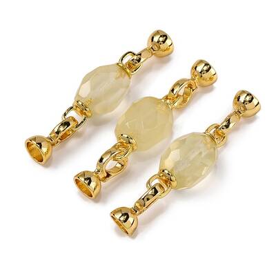 Rack Plating Brass and Citrine Flod Over Clasps