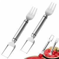 2-Pack Professional Watermelon Cutter Set – Dual-Action Stainless Steel Fruit Slicer & Serving Fork (Instant Cube/Wedge Cut...
