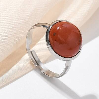 Half Round Natural Red Jasper Finger Rings
