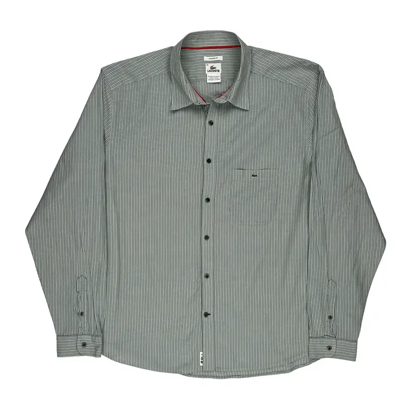 Lacoste Striped Shirt - XL Green Cotton | Size: x-large