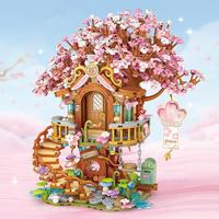 Cherry Blossom Tree House Design Building Blocks, 1149pcs/set Creative Scene Model Building Blocks, Diy Assembly Toy for Girl...