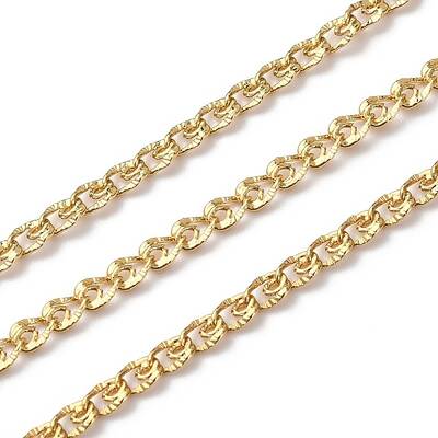 Brass Textured Oval Link Chains