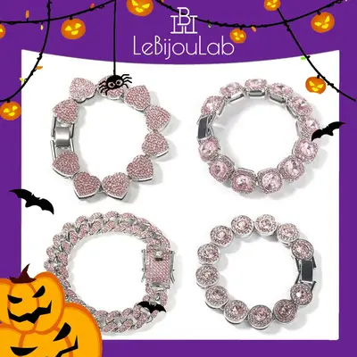[LeBijouLab] Pink Blush 7in&8in Bracelets For Women | Pink Tennis Bracelet | Pink Cuban Chain Bracelet | Pink Heart Bracelet ...