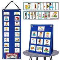 Visual Schedule Chart for Kids Daily Routine Card, 1 Set Affairs Pattern English Card with Display & Bag, Parent-child Intera...