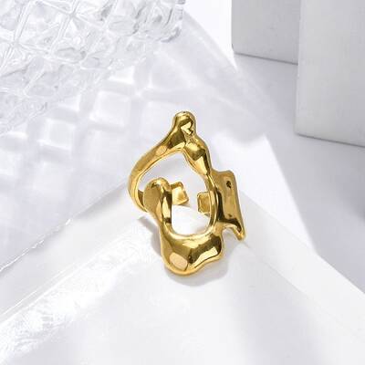 Irregular 304 Stainless Steel Open Cuff Rings for Women