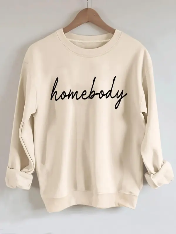 Women's Letter Print Round Neck Comfort Sweatshirt, Fitted Casual Longsleeves Crewneck Sweatshirt Pullover for Fall & Winter,...