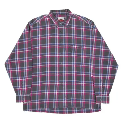 TRAMPS Mens Shirt Black Check Long Sleeve XL
