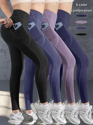 Women's Solid High Waist Sports  Leggings, Casual Comfy Breathable Skinny Pants for Yoga Gym Workout Running, Ladies Sportswe...