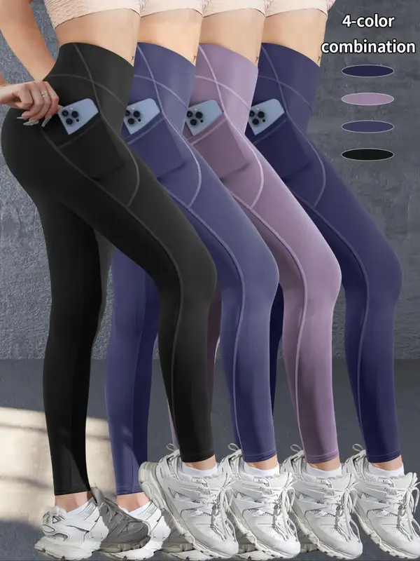 Women's Solid High Waist Sports  Leggings, Casual Comfy Breathable Skinny Pants for Yoga Gym Workout Running, Ladies Sportswe...