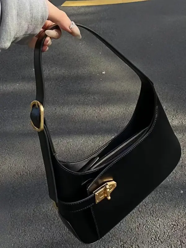 Women's Solid Color Handbag, Fashionable Zipper Shoulder Bag for Work & Daily Used, Casual Trendy Versatile High-quality Dail...