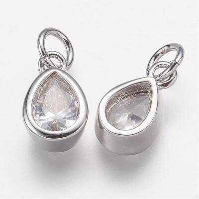 Brass Micro Pave Grade AAA Cubic Zirconia Charms