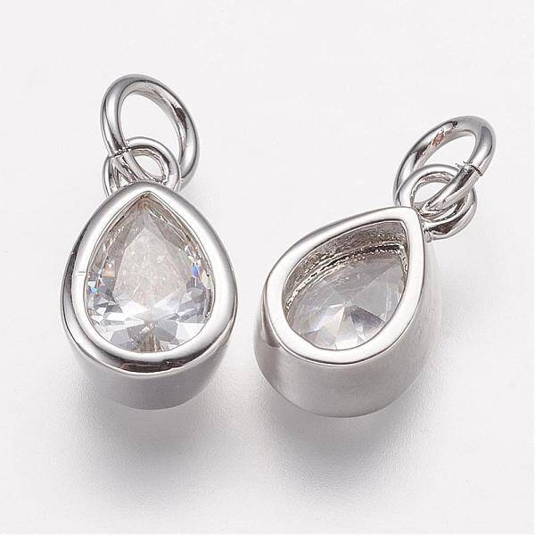 Brass Micro Pave Grade AAA Cubic Zirconia Charms