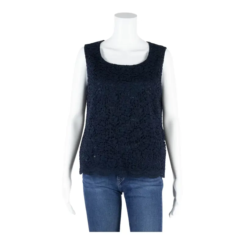 LOUISA SPAGNOLI Lace Camisole Top Blue 90s Viscose Short Sleeve Womens M