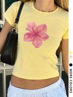 Women's Floral Print Round Neck Tee, Vintage Trendy Casual Short Sleeve T-shirt for Daily Wear, Ladies Summer Top