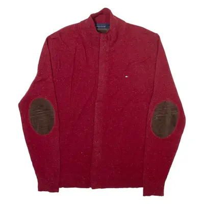 TOMMY HILFIGER Mens Jumper Red Tight Knit Wool L