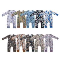baby clothes  green camo zip-up long-sleeved romper