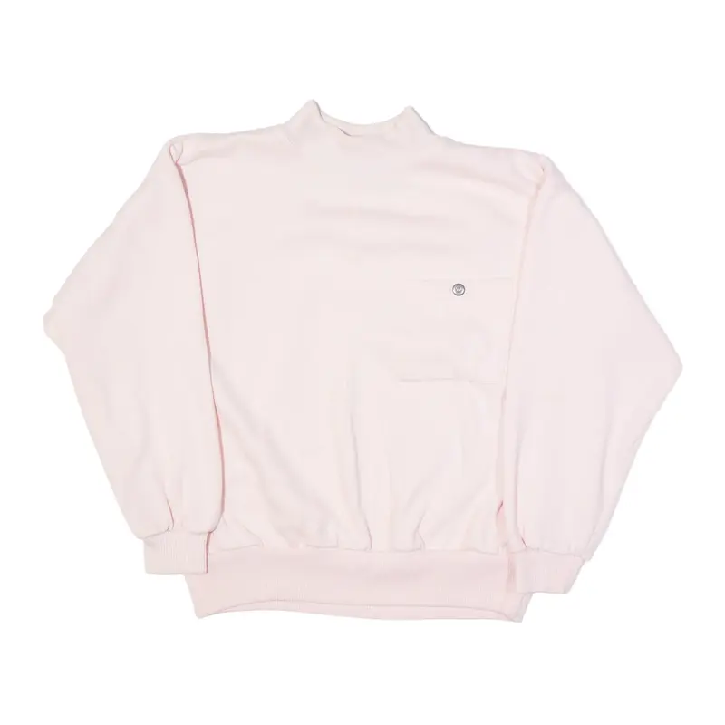 SPORTS ACCENT Sweatshirt Pink High Neck 90s Womens L